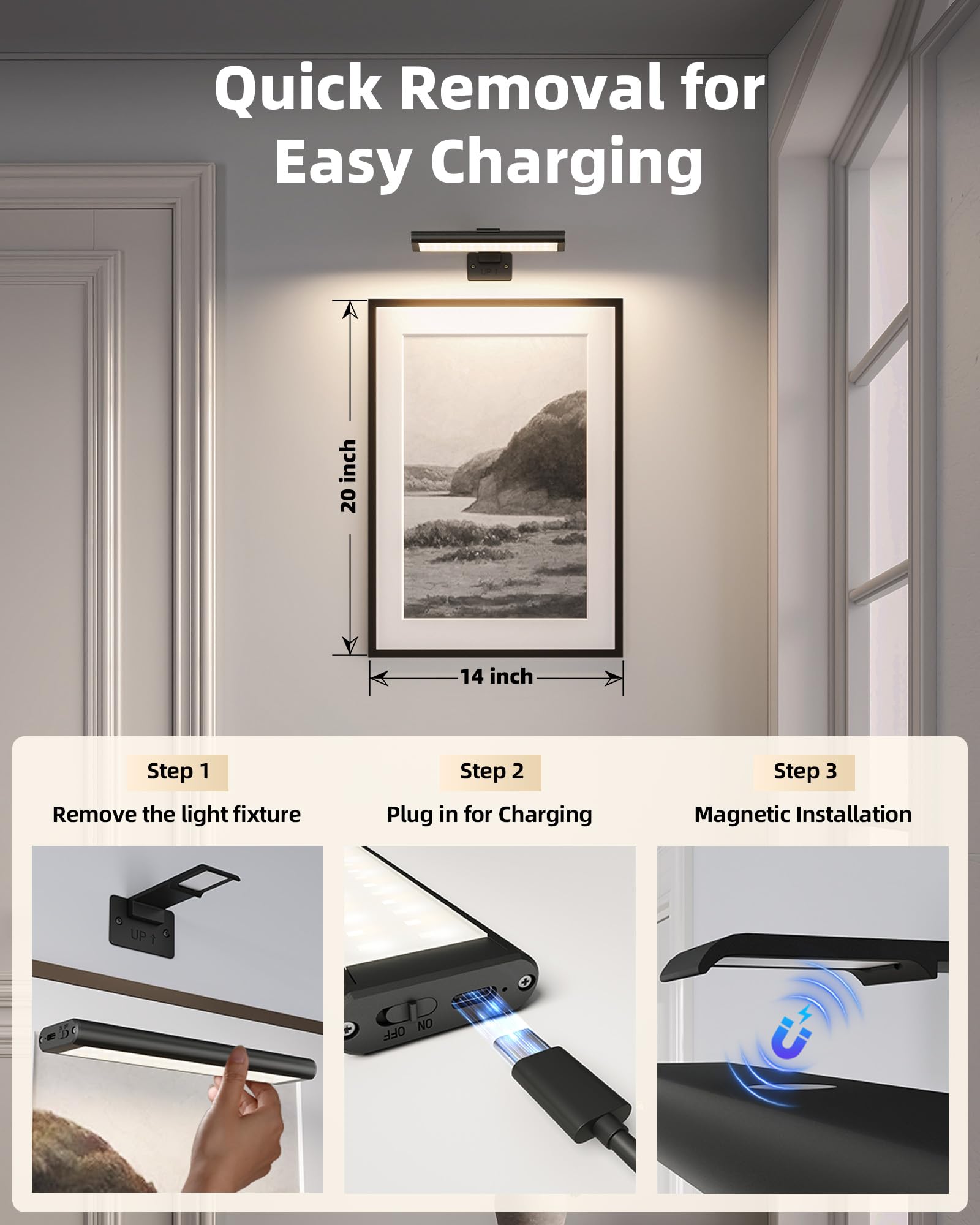 EZVALO dimmable brightness levels adapt to art lighting needs.
