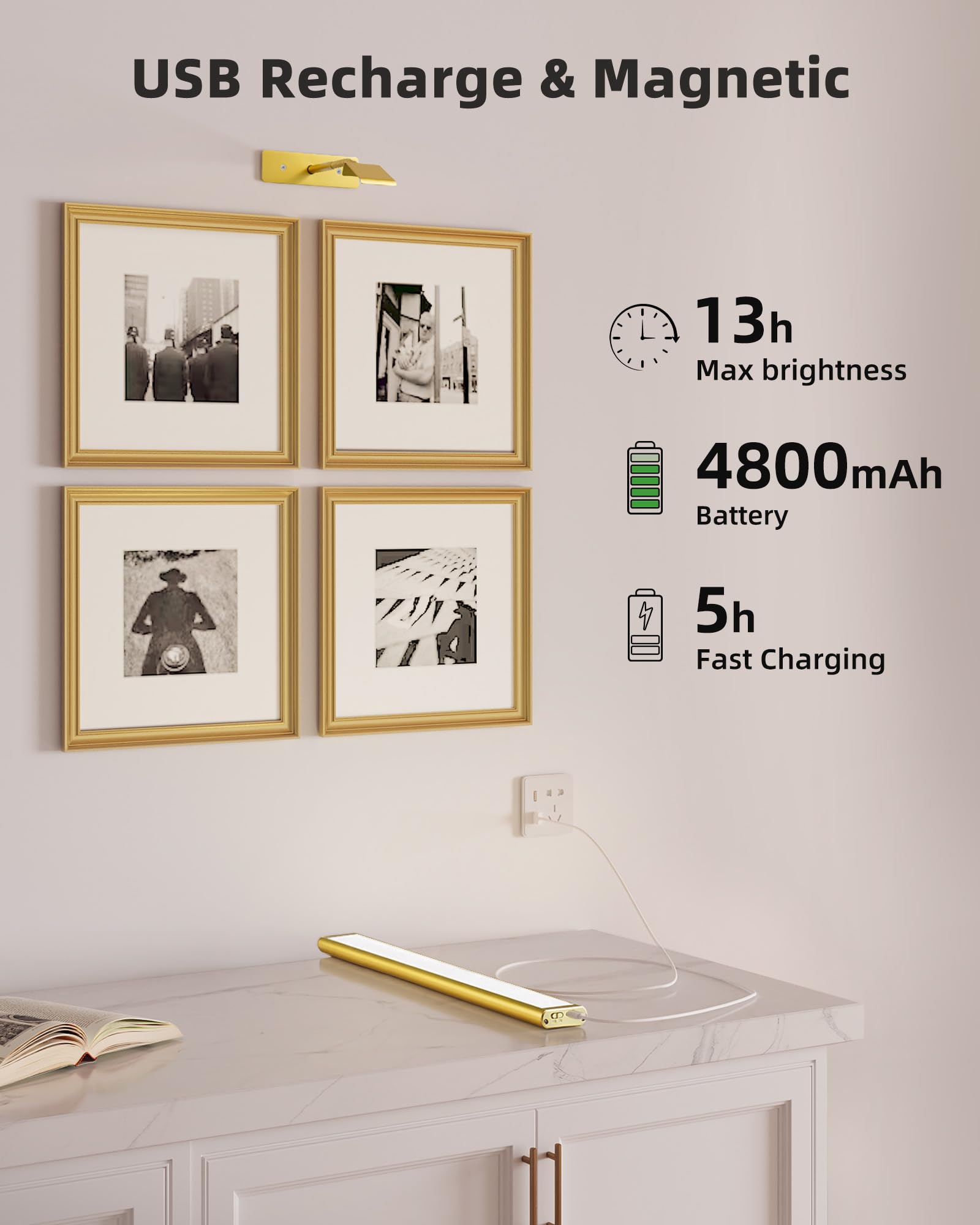 EZVALO light tilts 90 degrees for flexible spotlighting of art.