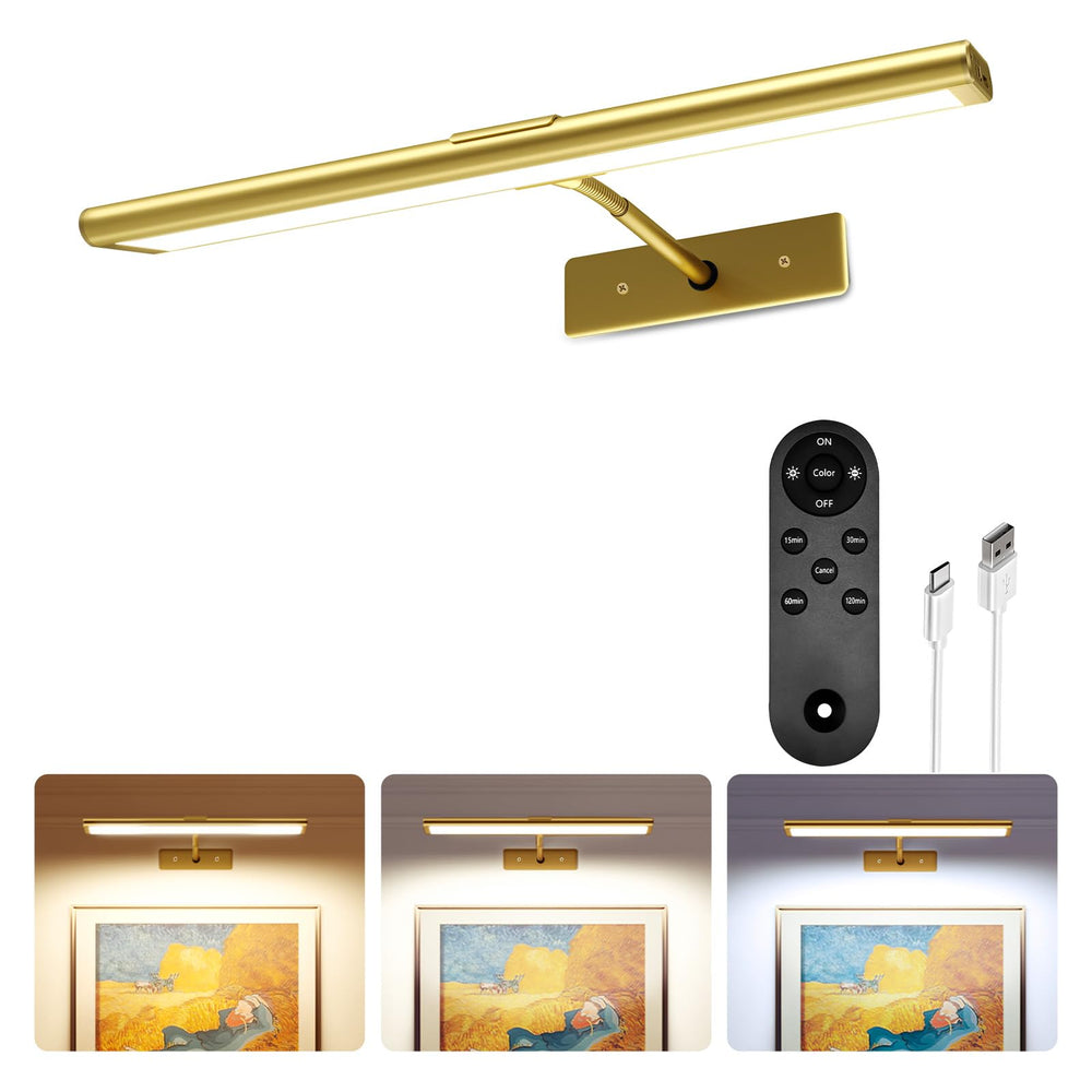 EZVALO picture light on wall with remote control for easy adjustment.