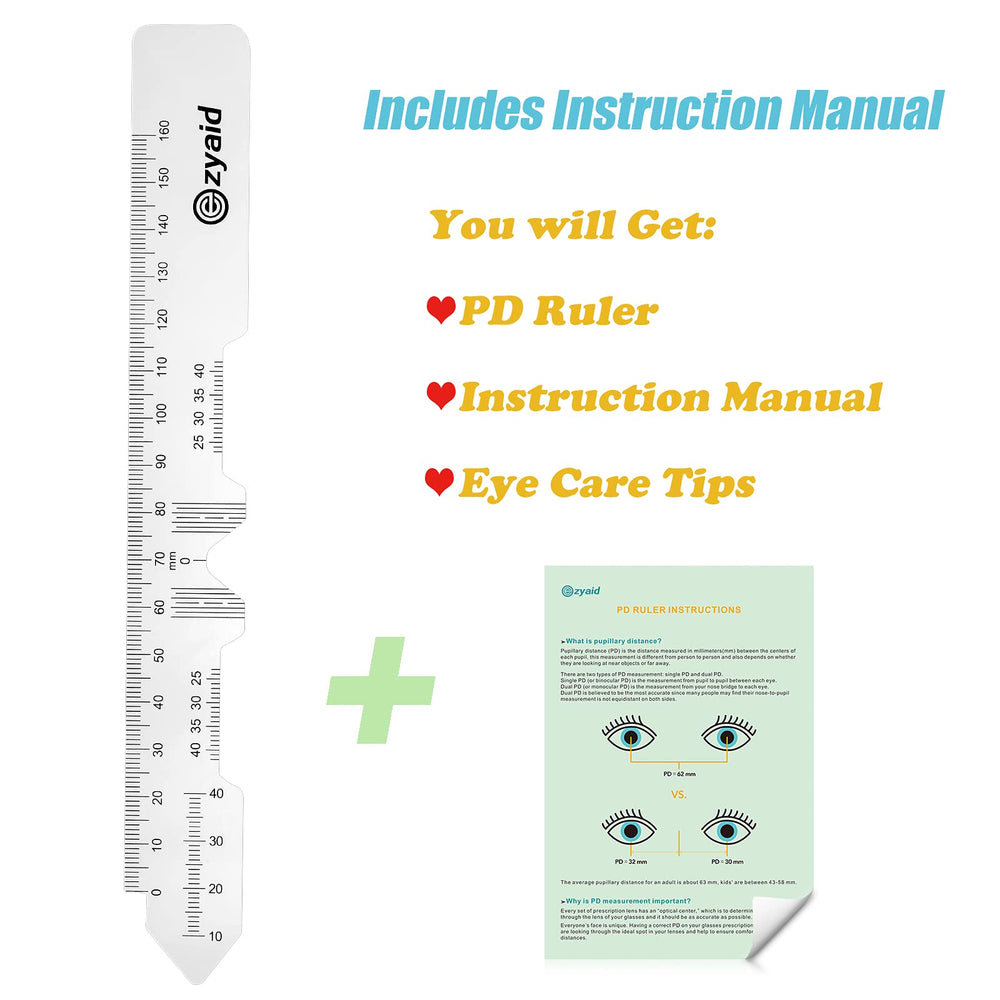 Ezyaid PD ruler side markings for both hands and frame measurements