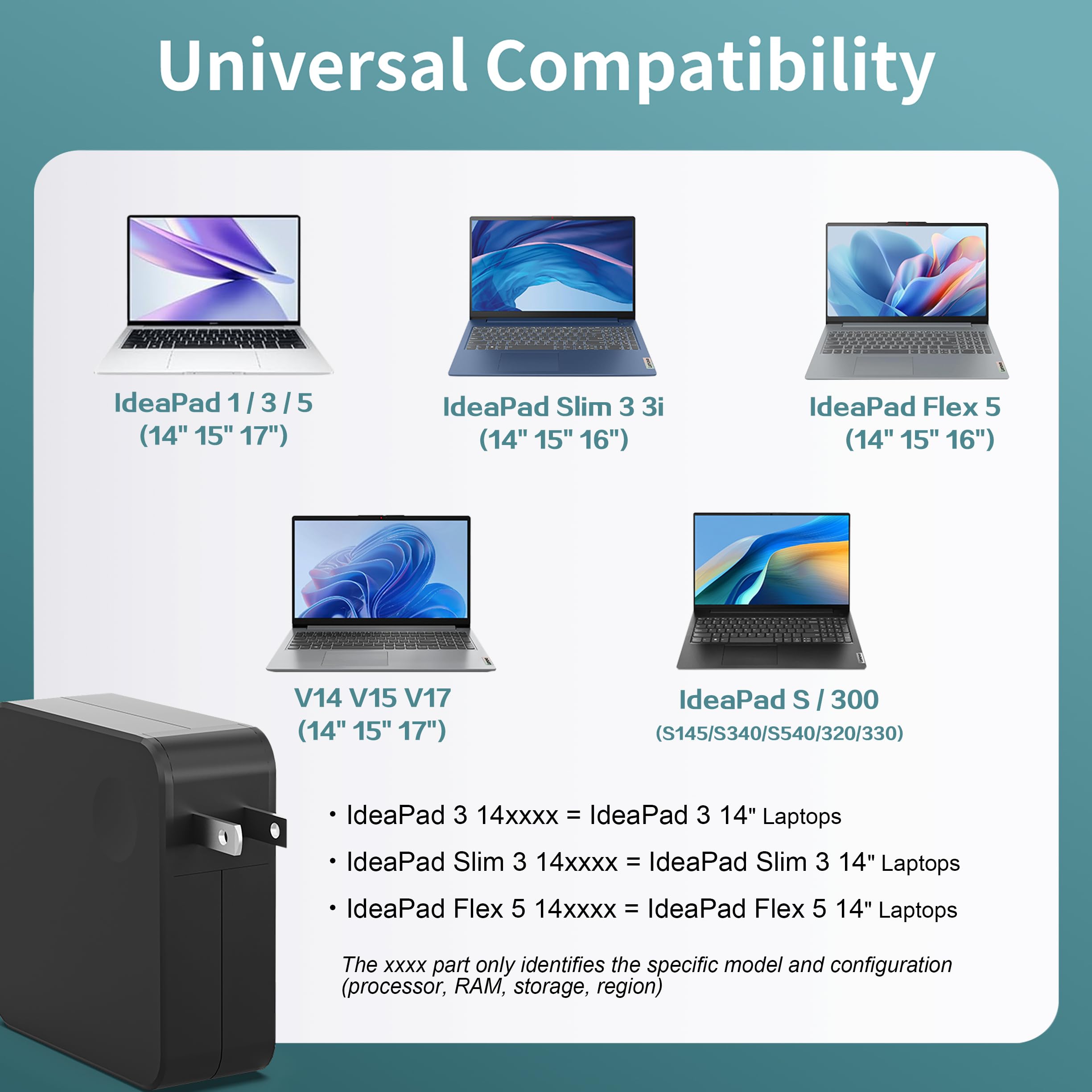 FAATAA Lenovo S145/S340 65W charger for desk use all day.