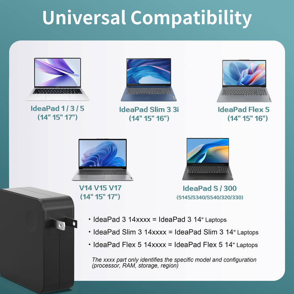 FAATAA Lenovo S145/S340 65W charger for desk use all day.
