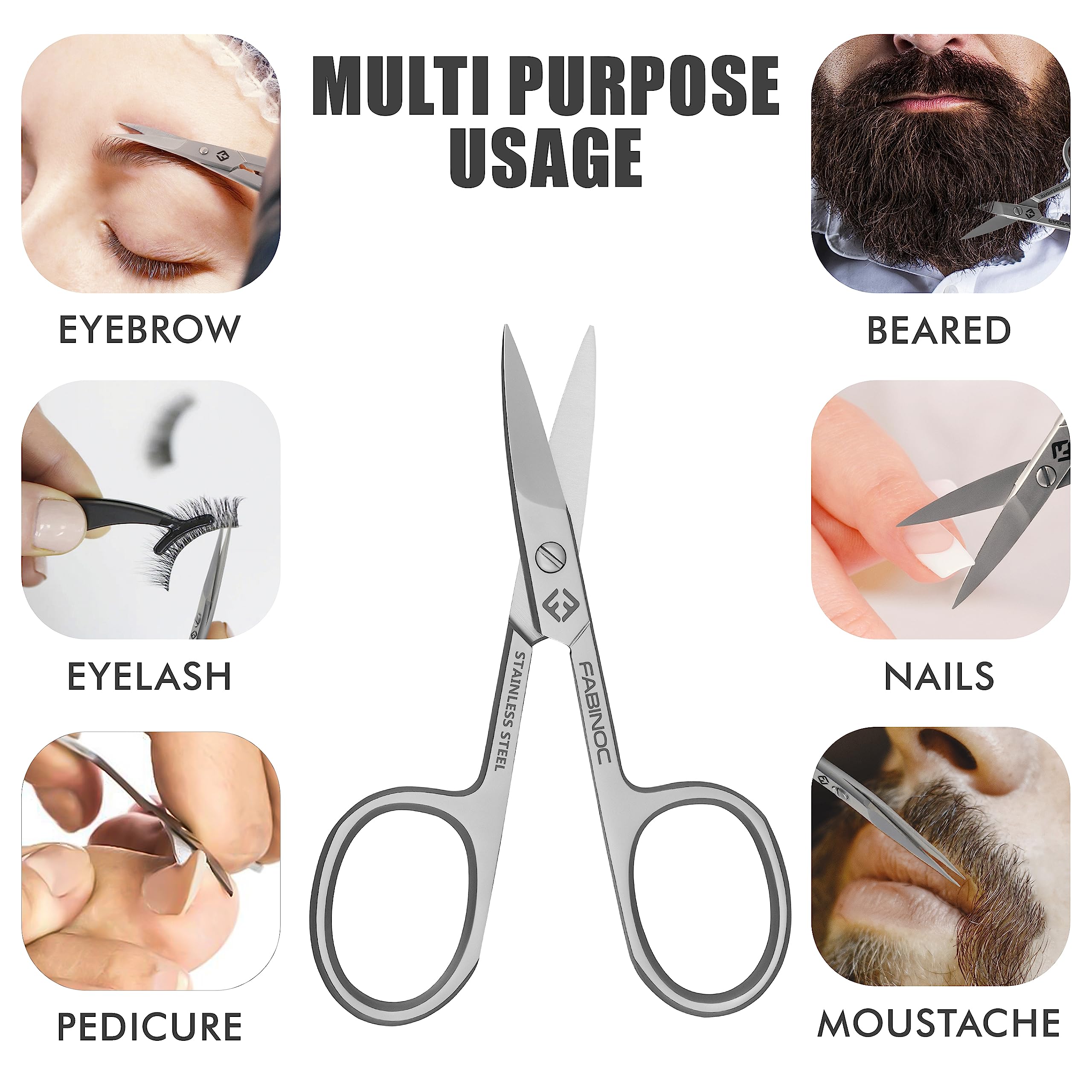 FABINOC curved-edge design enables smooth trimming around nails and brows.