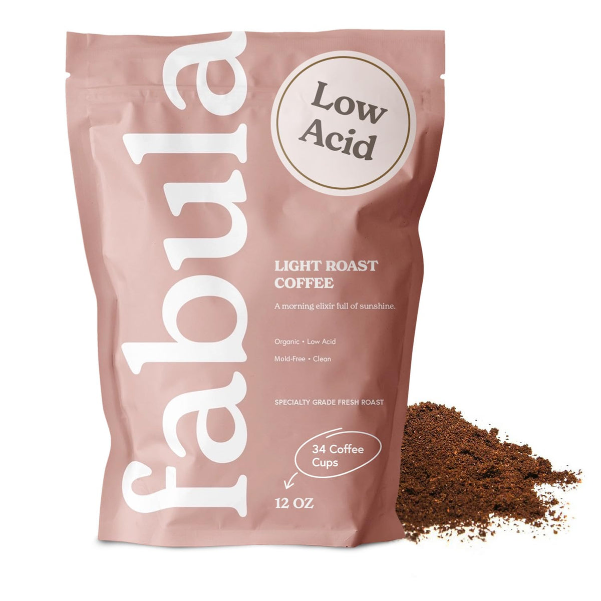 Fabula Coffee Light Roast bag front shows fresh, organic single-origin flavor ready to brew.