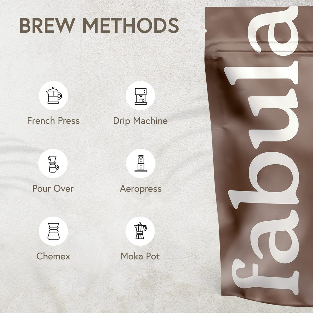 Fabula single-origin Peru bag closeup displaying origin and packaging