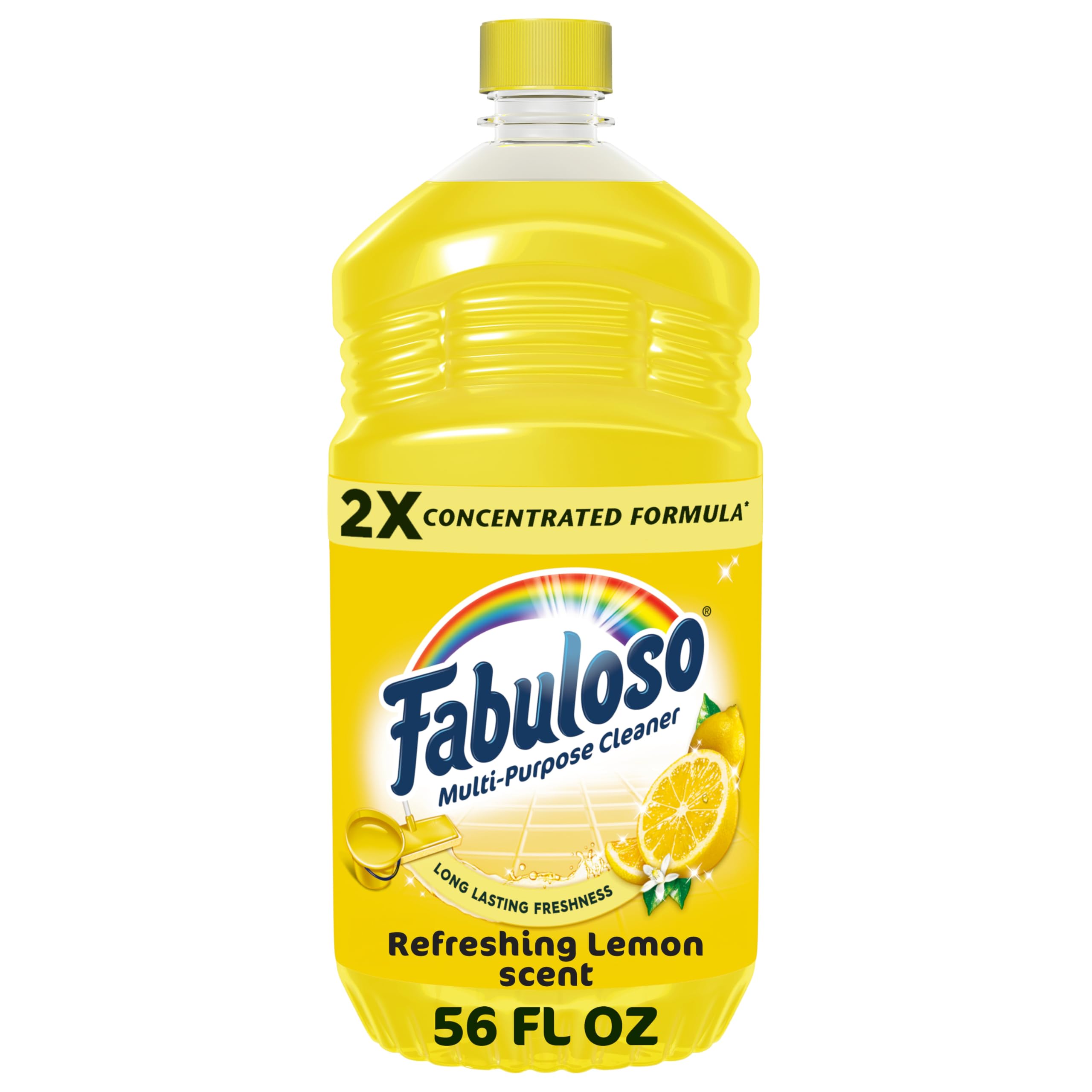 Fabuloso 2X bottle front shows lemon scent for daily cleaning