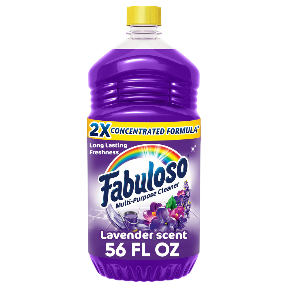 Fabuloso multi-purpose cleaner bottle pour demonstrates easy dosing for quick cleaning tasks.