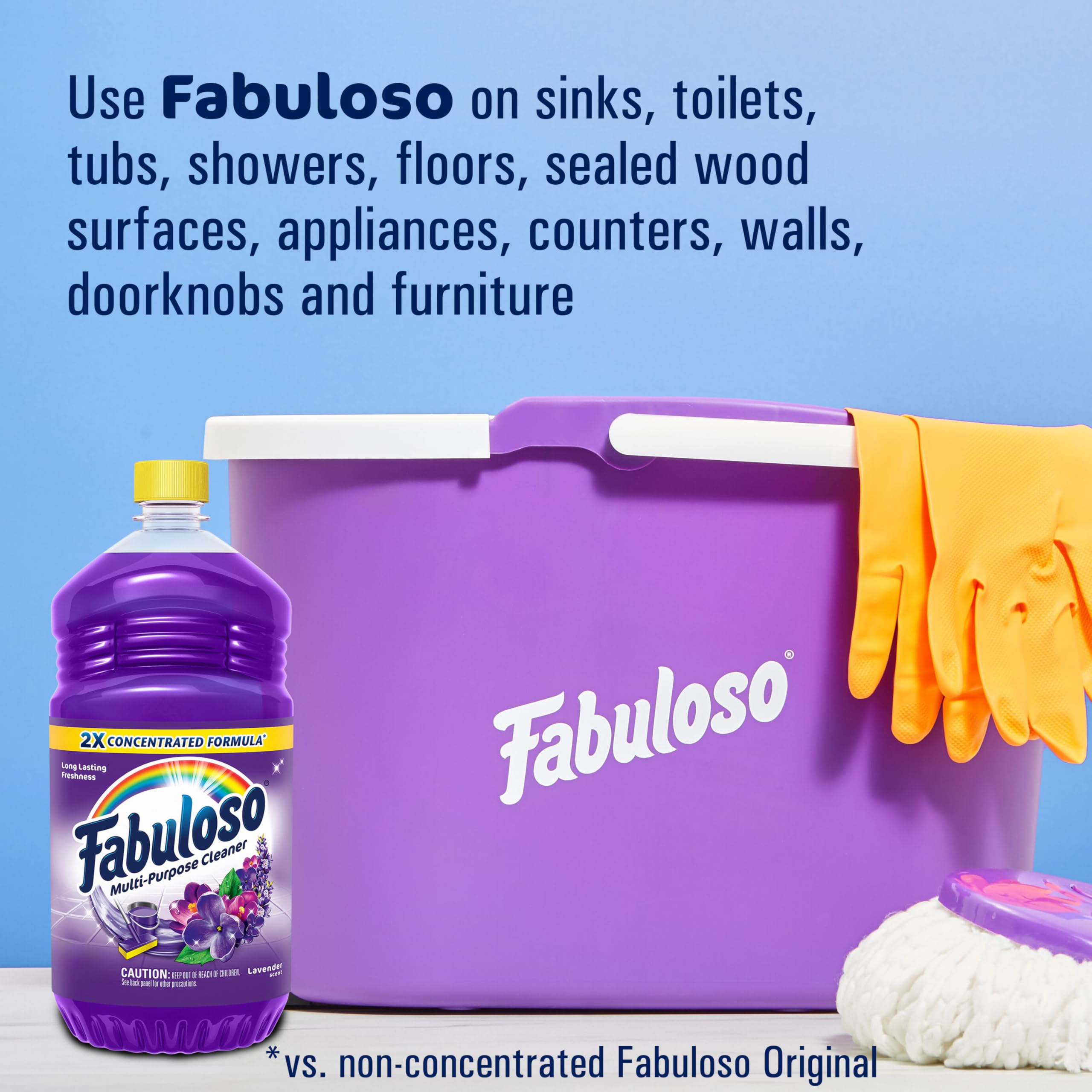 Fabuloso dirt-grease removal action captures residue lifting during cleaning.