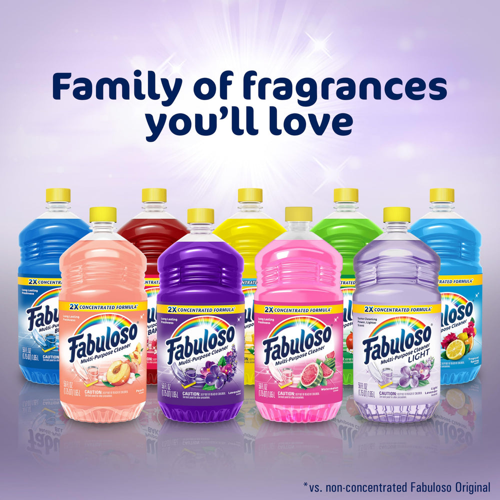Fabuloso eco-friendly plastic-use note highlights reduced waste with measured dosing.