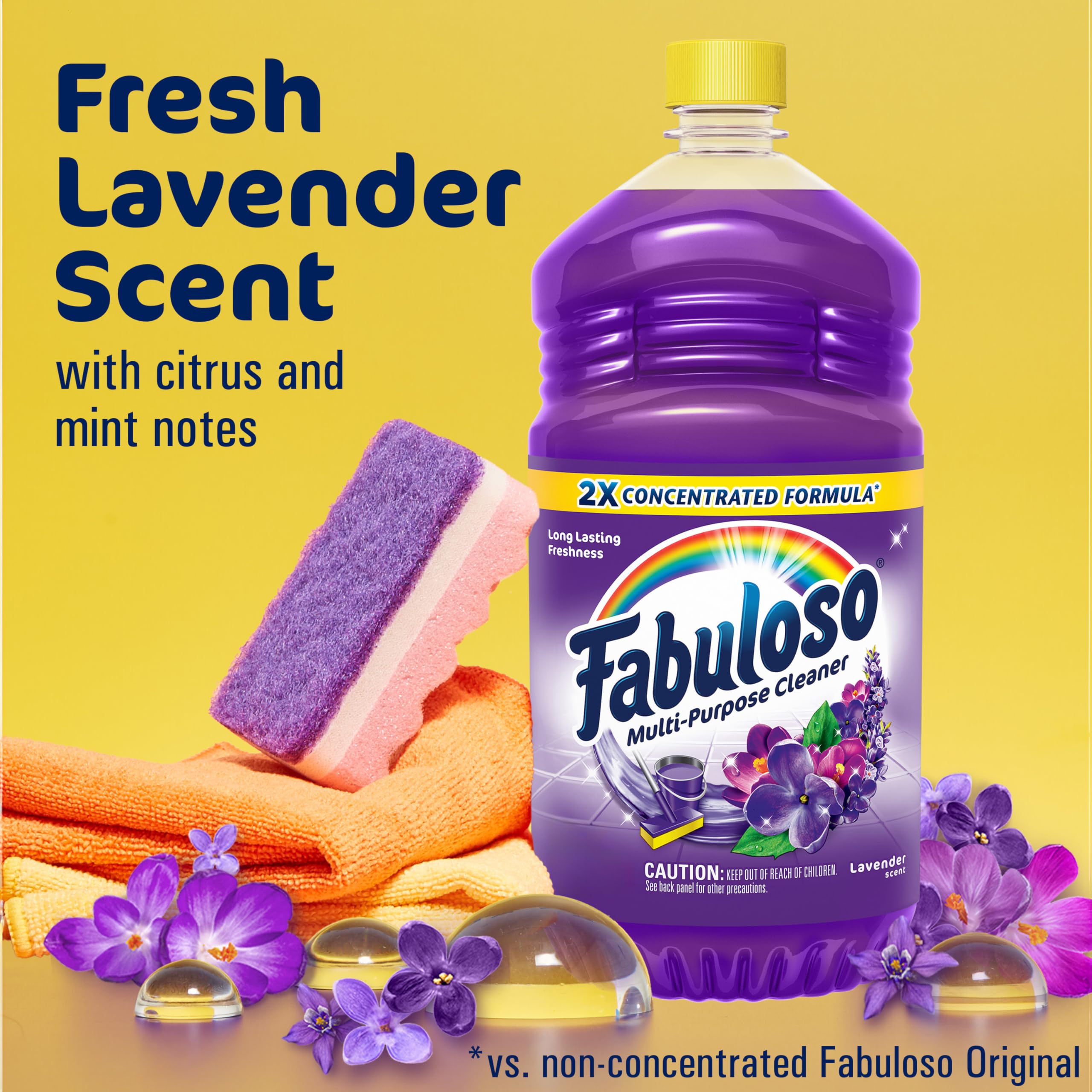 Fabuloso kitchen-clean surfaces image highlights grease-cutting powers near counters.
