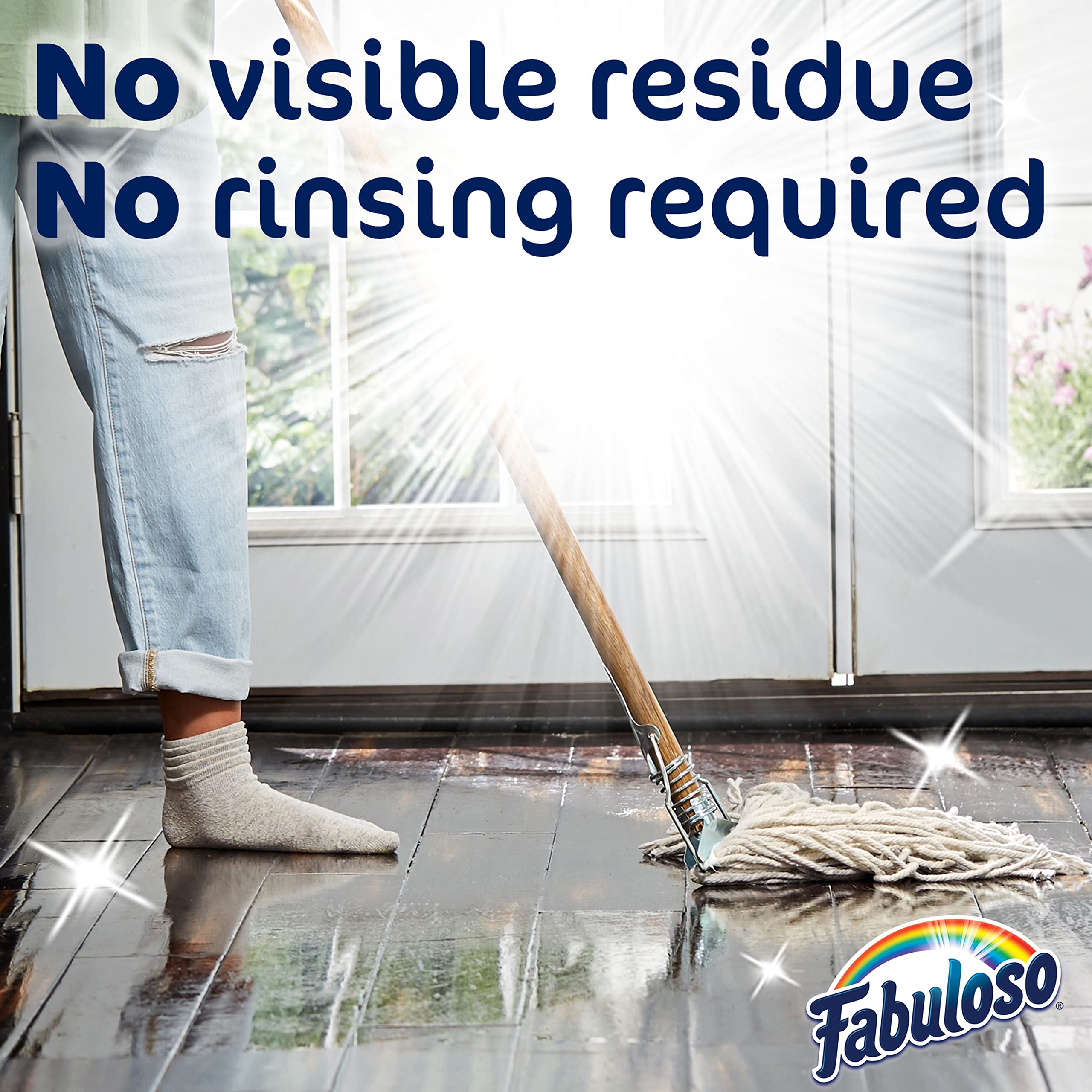 Fabuloso Lavender cleaner being used for floor mopping and shine