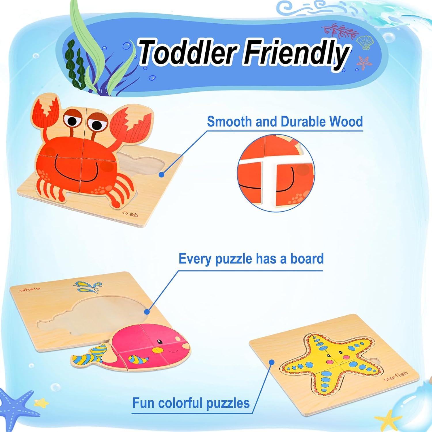 Faburo starfish puzzle helps with color recognition through bright shapes
