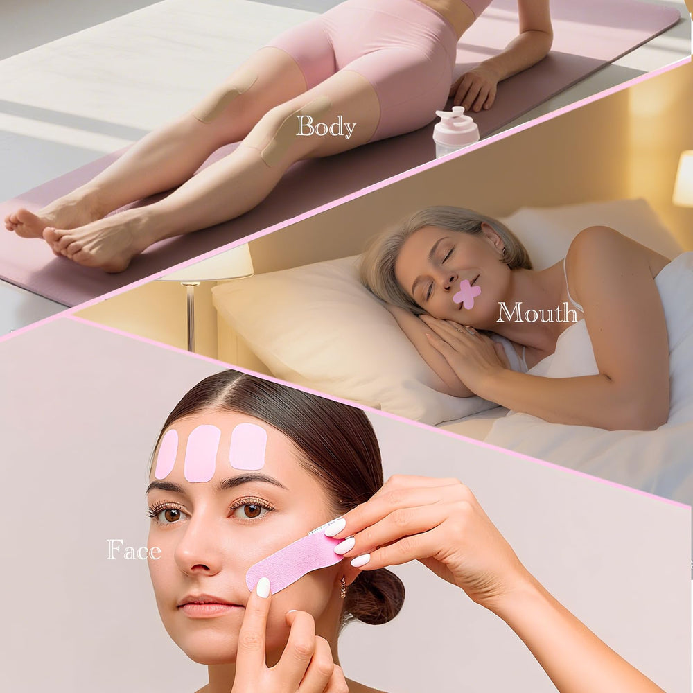 Face Tape customizable-sizes trims to fit facial contours.