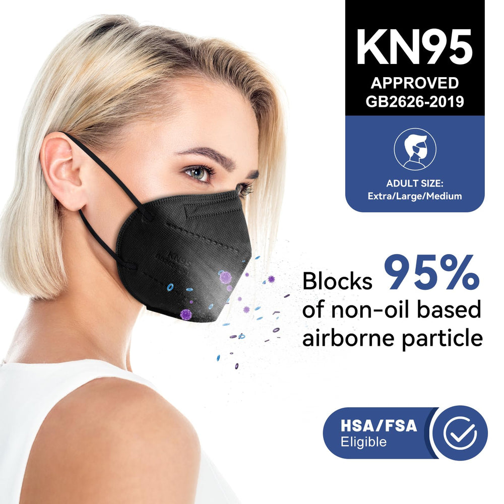 FACEMOON KN95 black model wearing demonstrates comfortable daily fit.