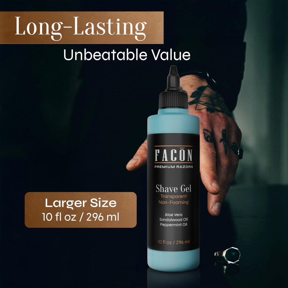 FACON straight razor compatibility enables accurate edging and control.