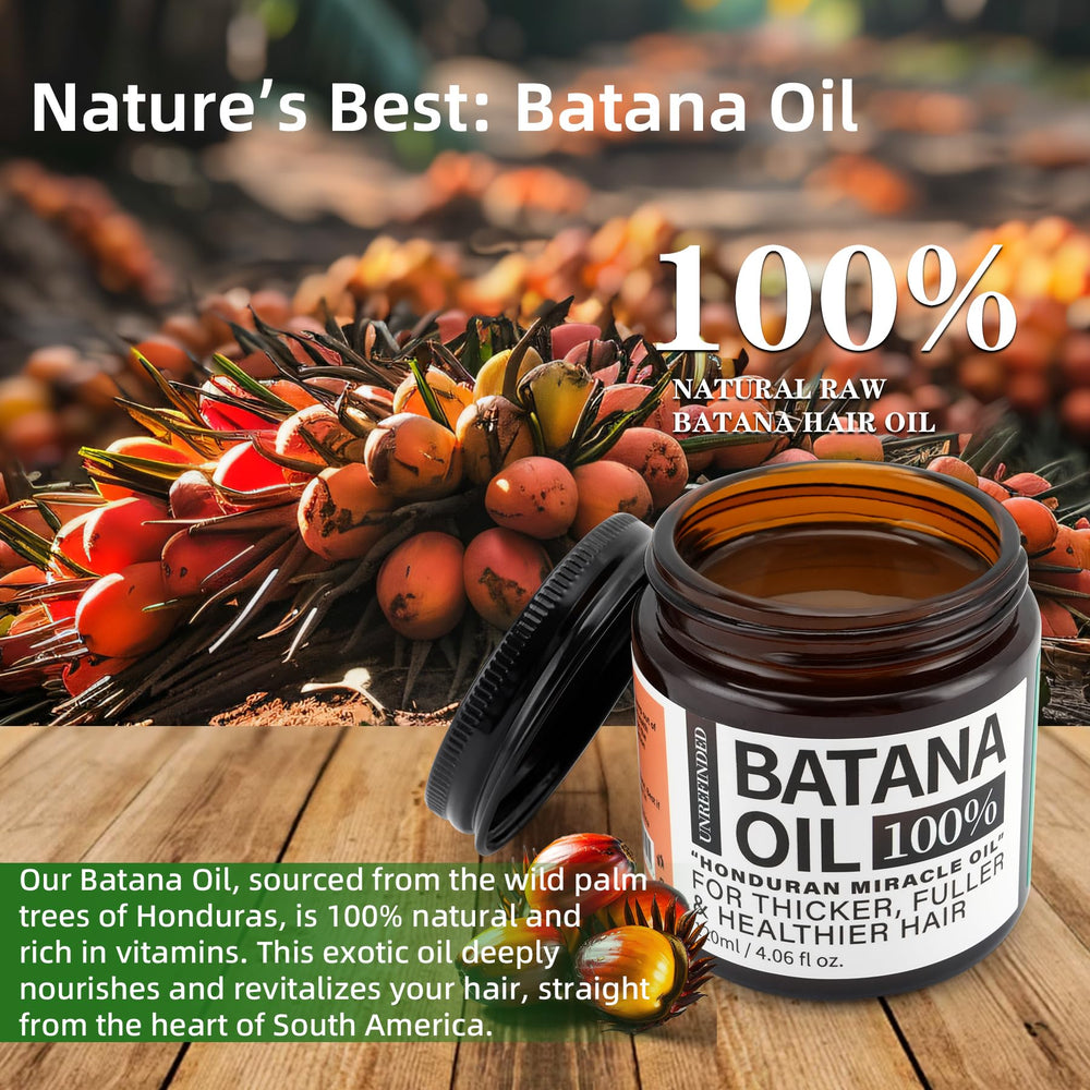 Close-up of Fadelo Batana Oil packaging highlighting unrefined formula.