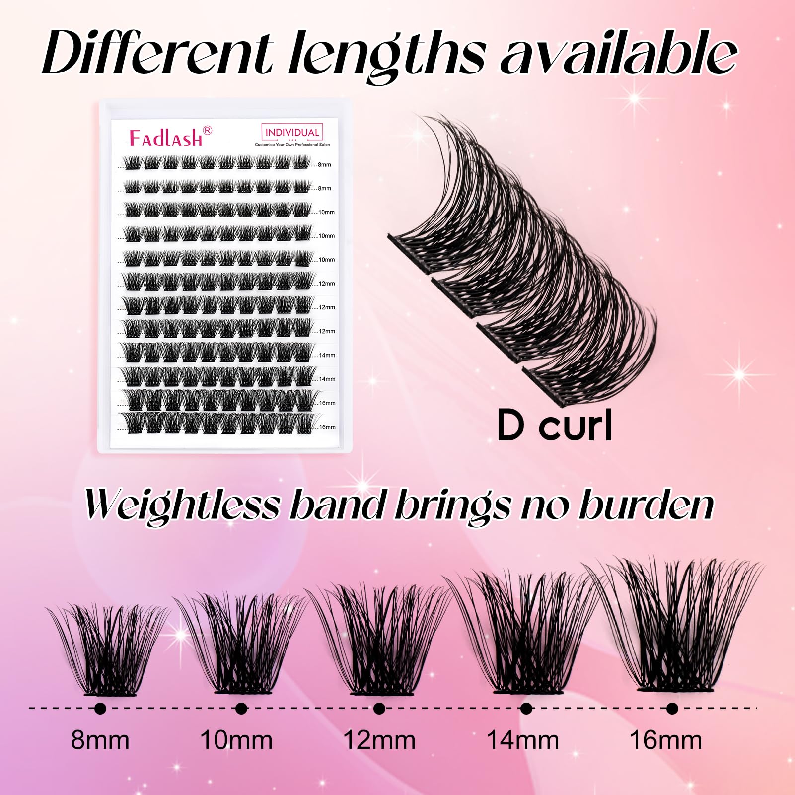 FADLASH flat-band clusters designed for comfortable wear during blinking.