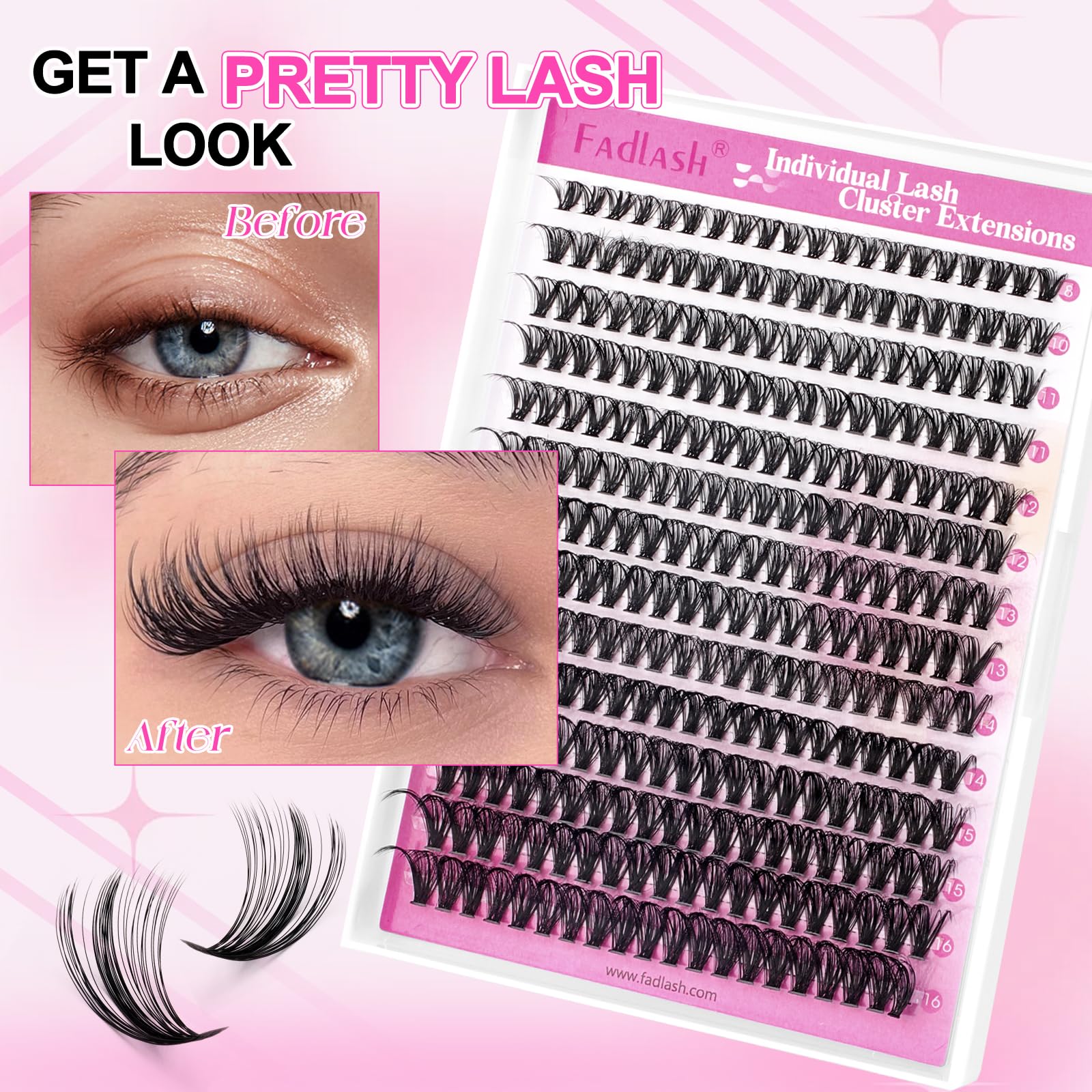 FADLASH 8–16mm lash lengths to mix and match your style.