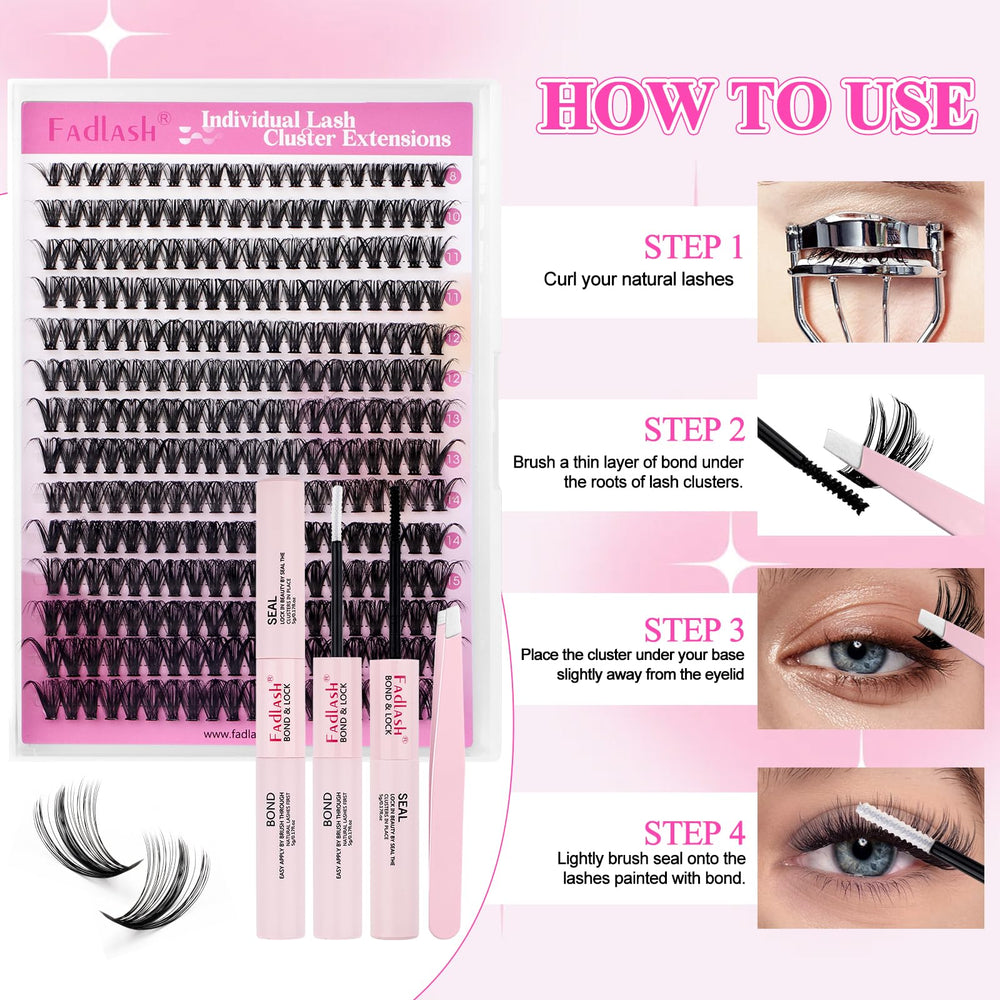 FADLASH waterproof bond and seal keeps clusters secure during activities.