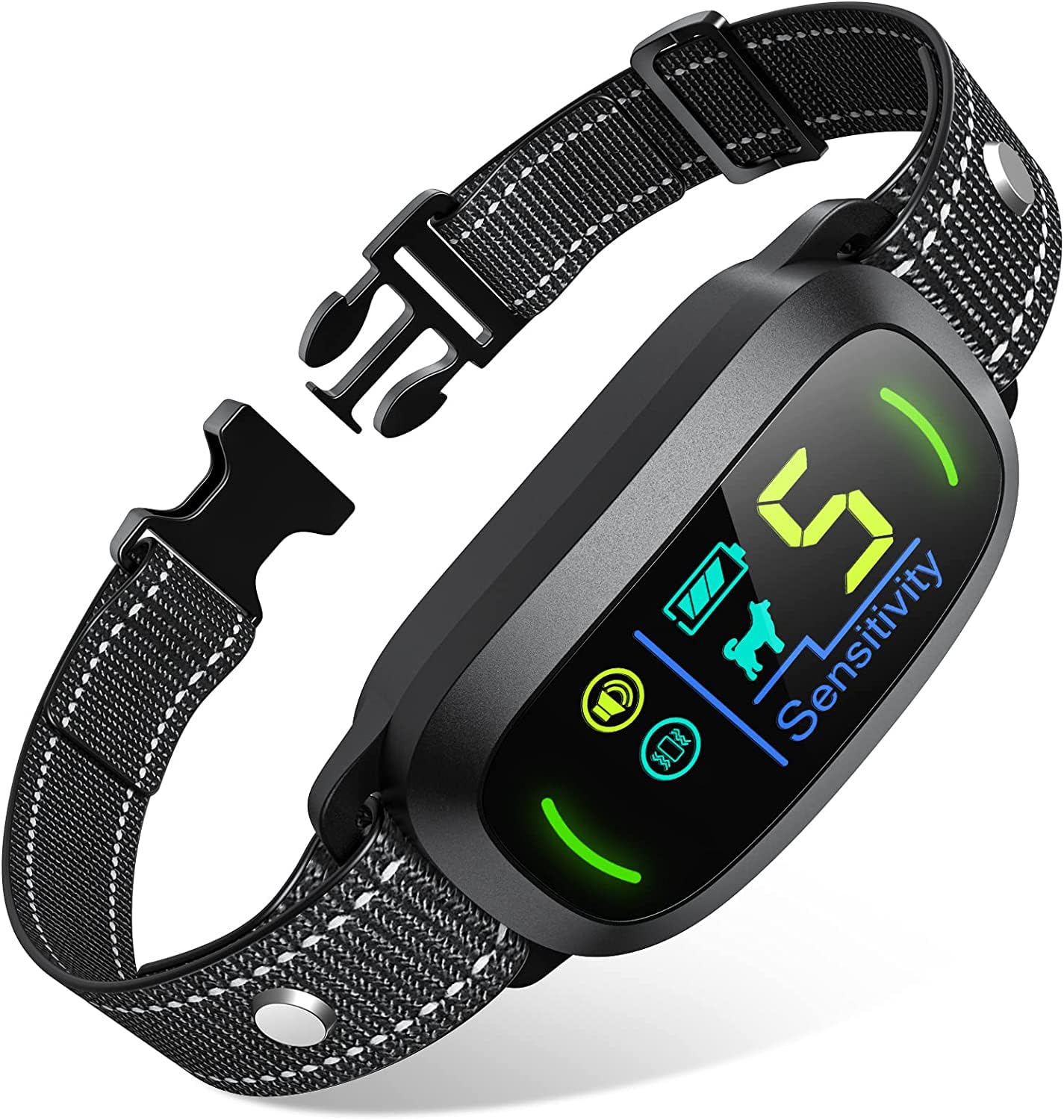 FAFAFROG dog bark collar front view showing compact design for daily training