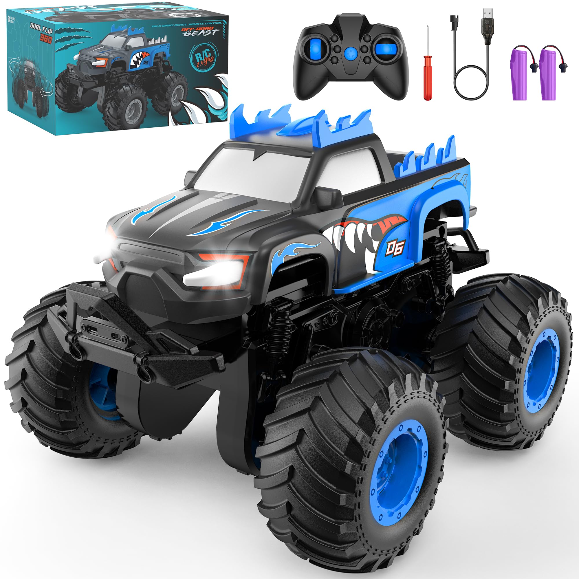 FAFUGANIA monster truck RC powers through outdoor play with rugged performance.