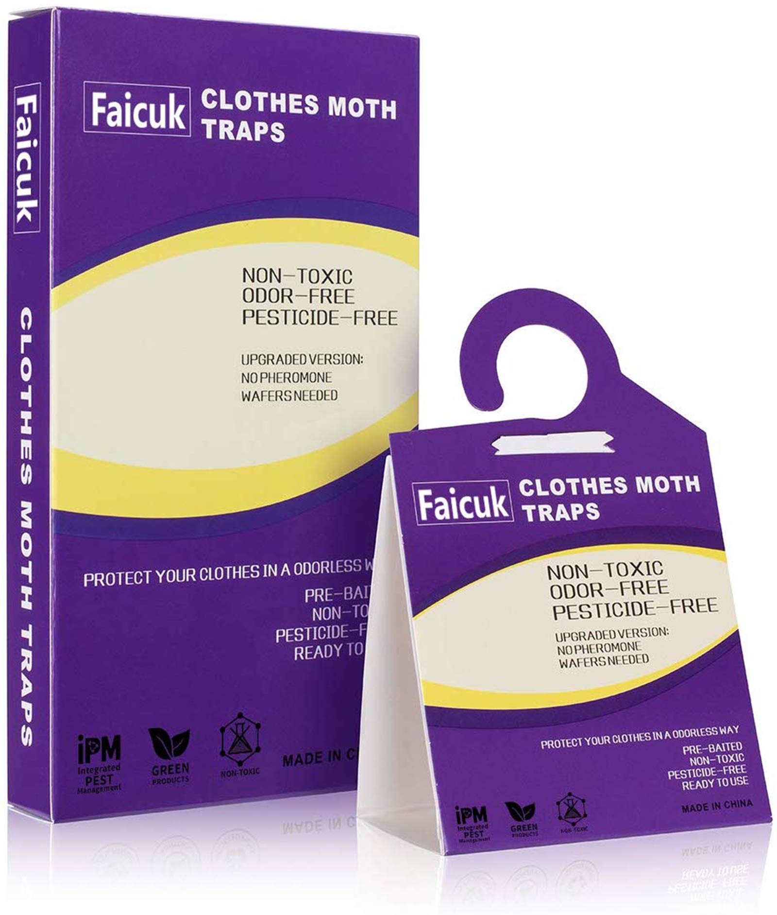 Faicuk 12-pack moth traps with pheromone attractant for closet protection.