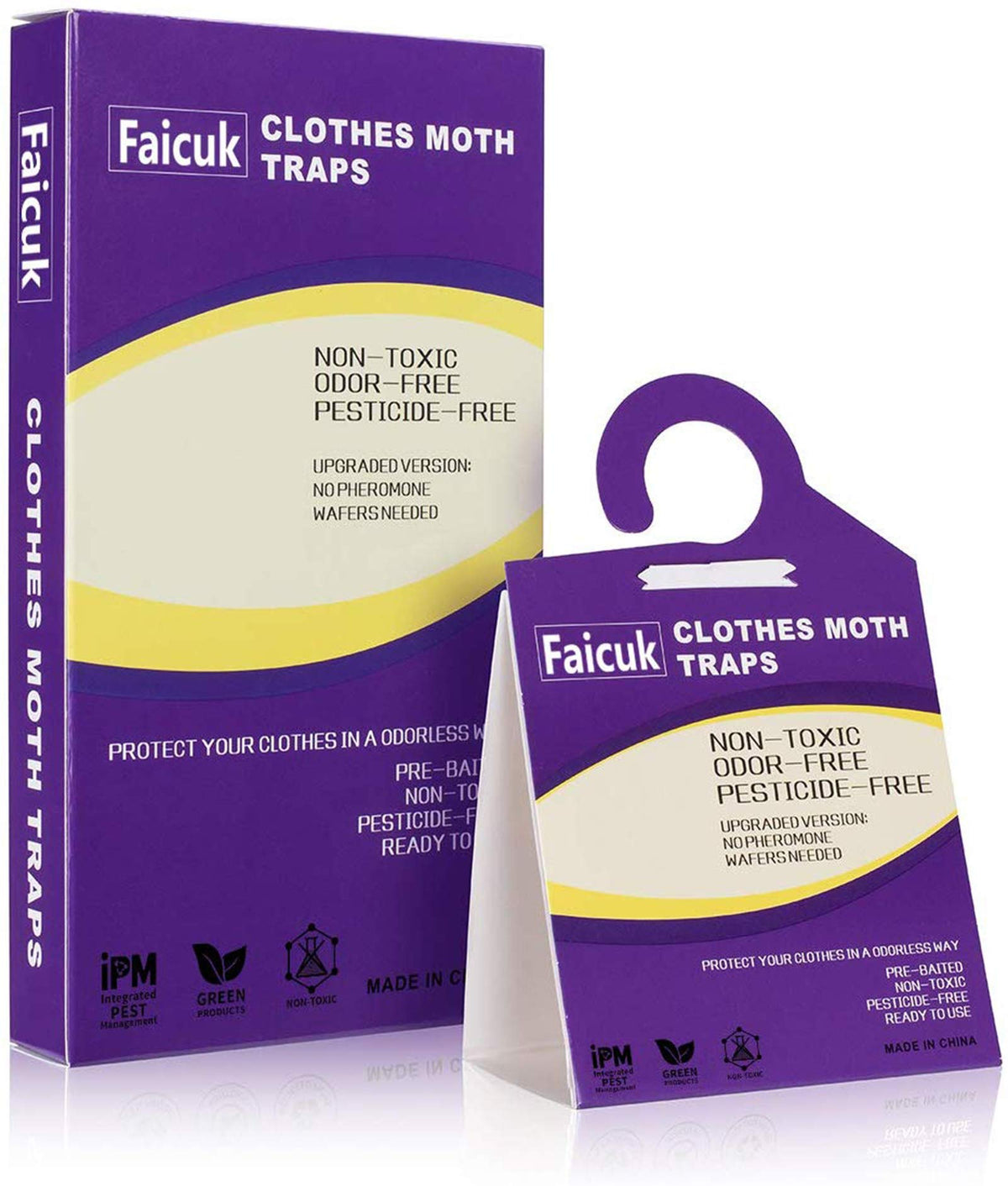 Faicuk 12-pack moth traps with pheromone attractant for closet protection.