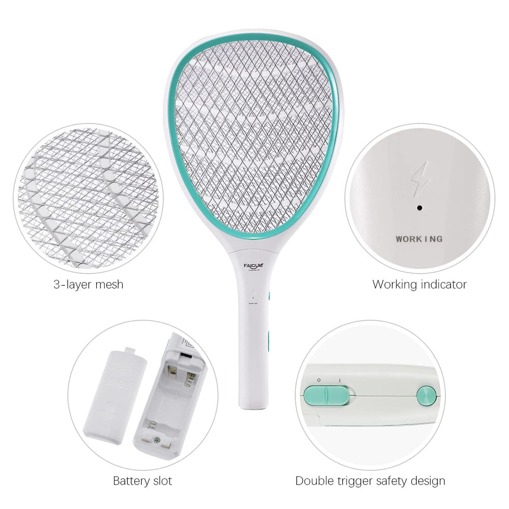 Faicuk handheld bug zapper battery-compartment detail emphasizes battery-powered convenience.