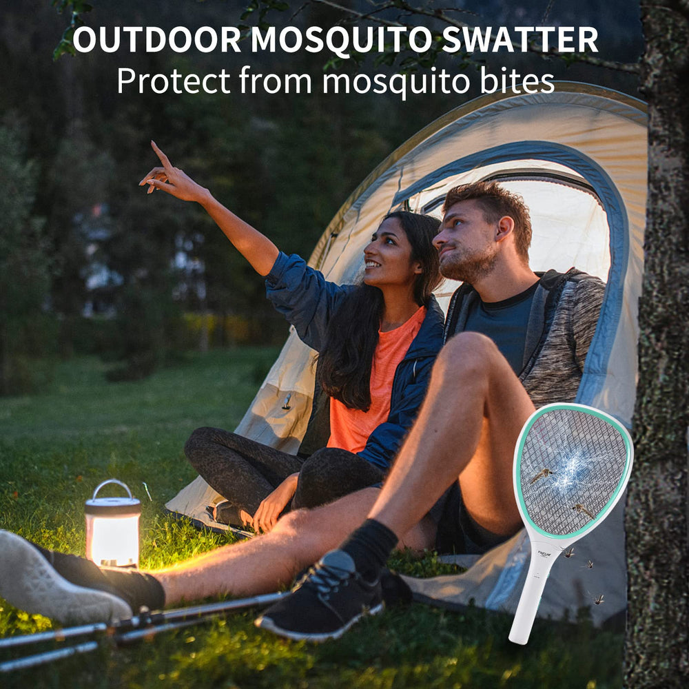 Faicuk handheld bug zapper zapping-action captures a decisive moment against a mosquito.