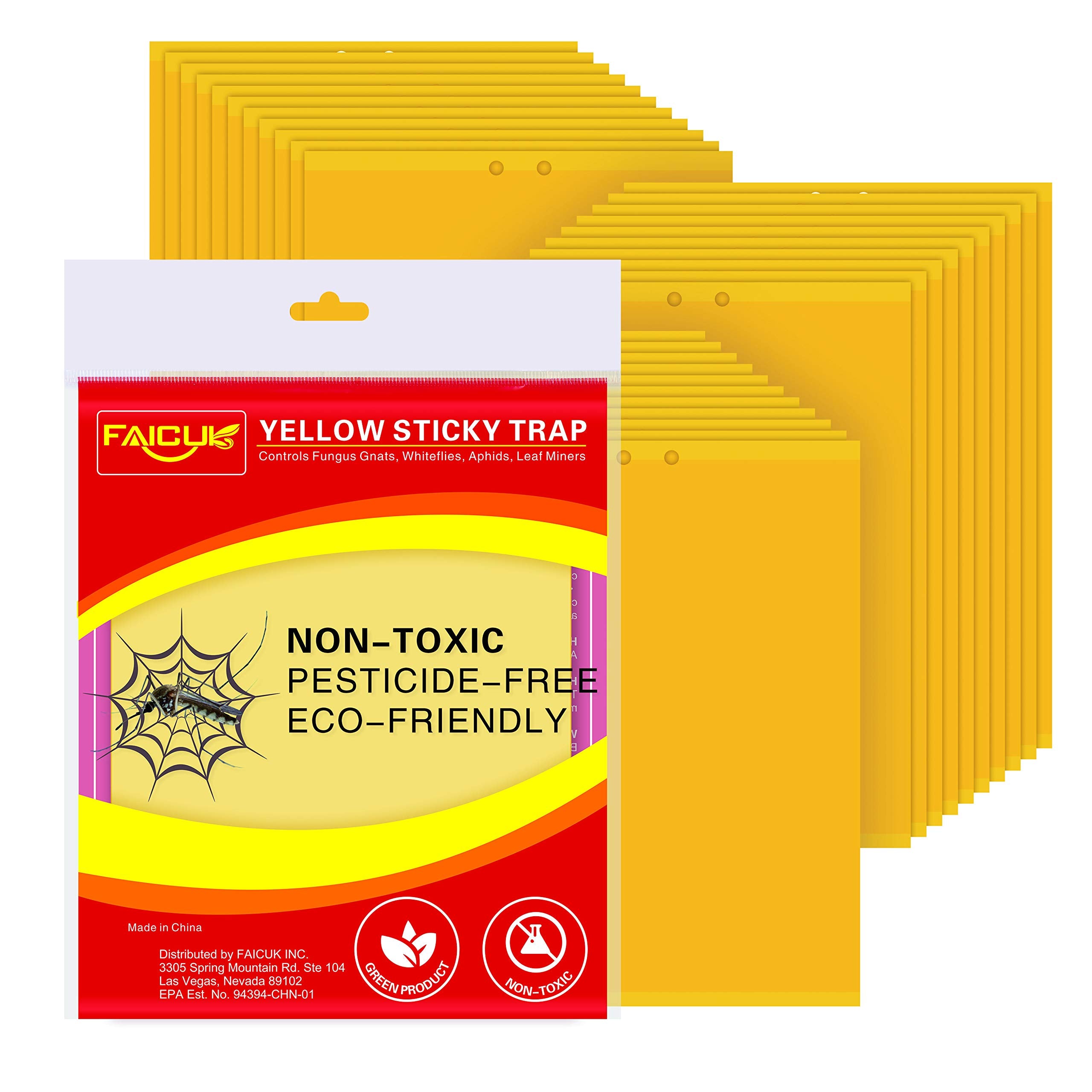 Faicuk yellow dual-sided sticky traps pack attracts and captures plant pests.