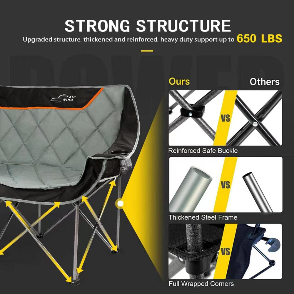 FAIR WIND chair front stabilizing legs improving weight capacity and balance.