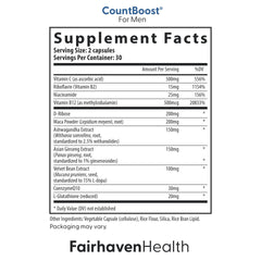 Fairhaven Health CountBoost for Men bottle caps focusing on healthy sperm counts