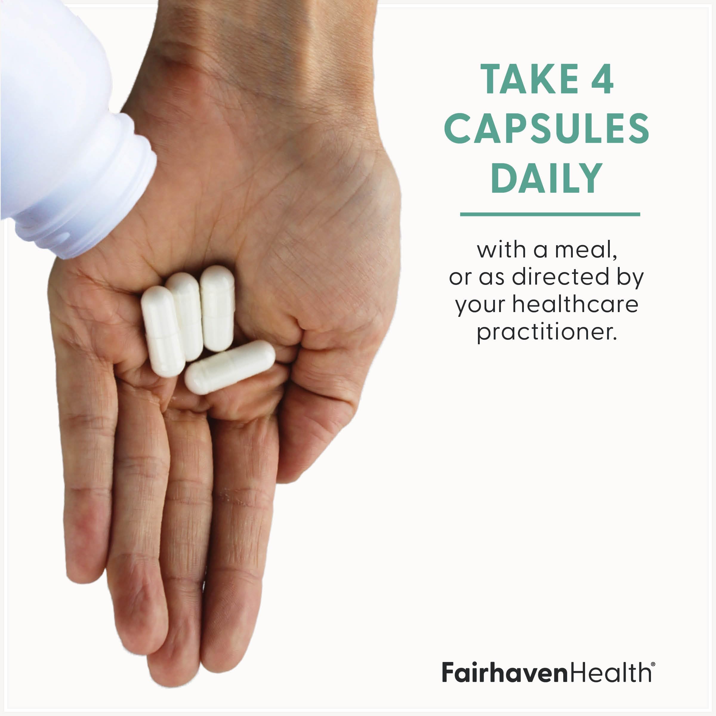 Label detail highlights gluten-free and non-GMO attributes of Fairhaven Health supplement.