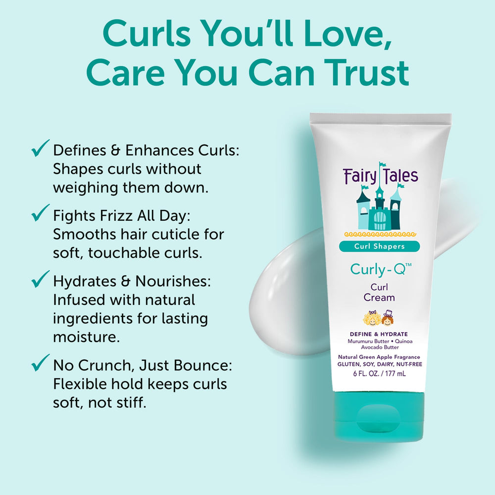 Fairy Tales Curly Q Kids curls-definition action highlighted by a fresh green apple scent.