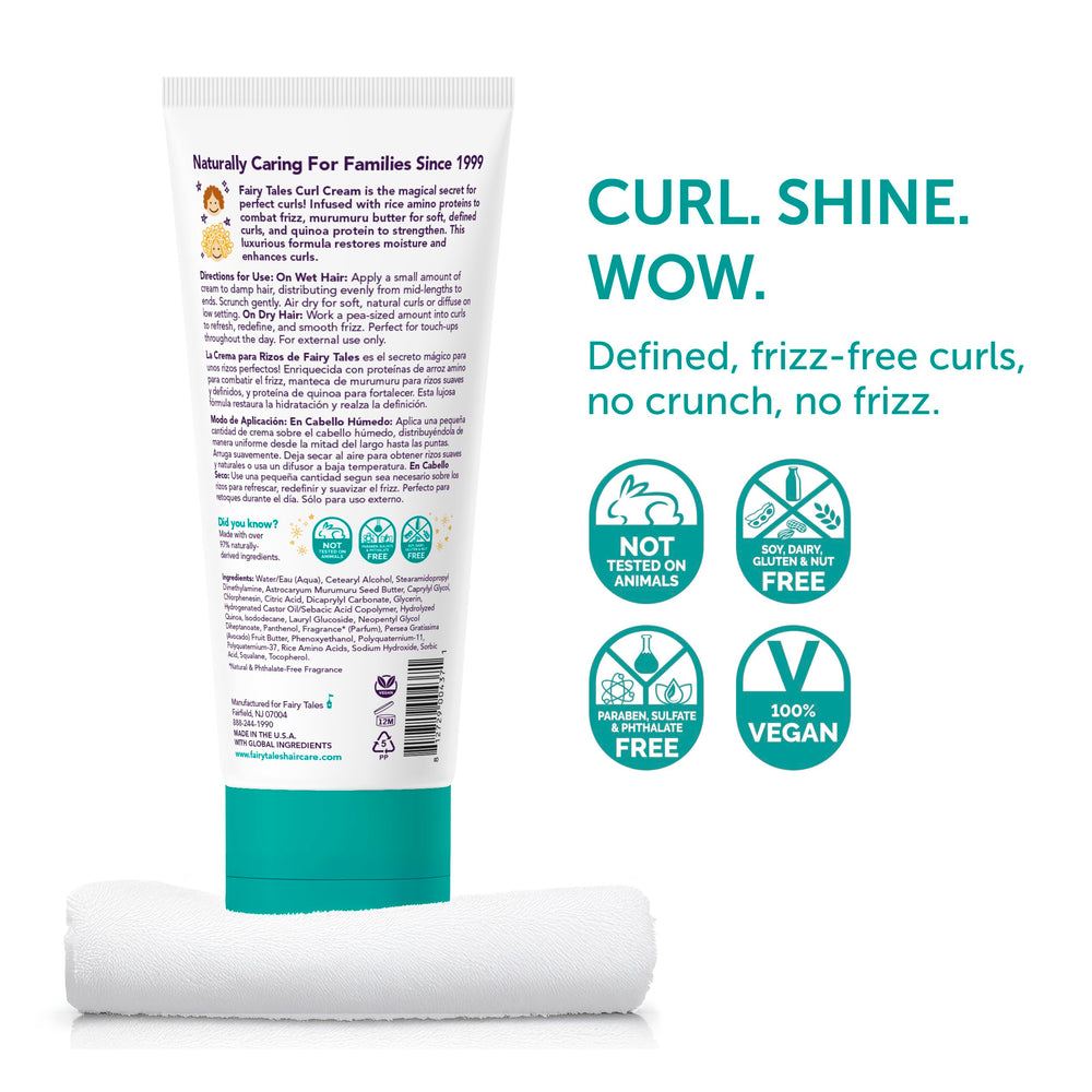 Fairy Tales Curly Q Kids frizz-tame formula helps manage flyaways on busy mornings.