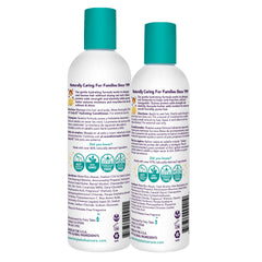 Fairy Tales Curly Q shampoo bottle pouring for gentle cleansing.