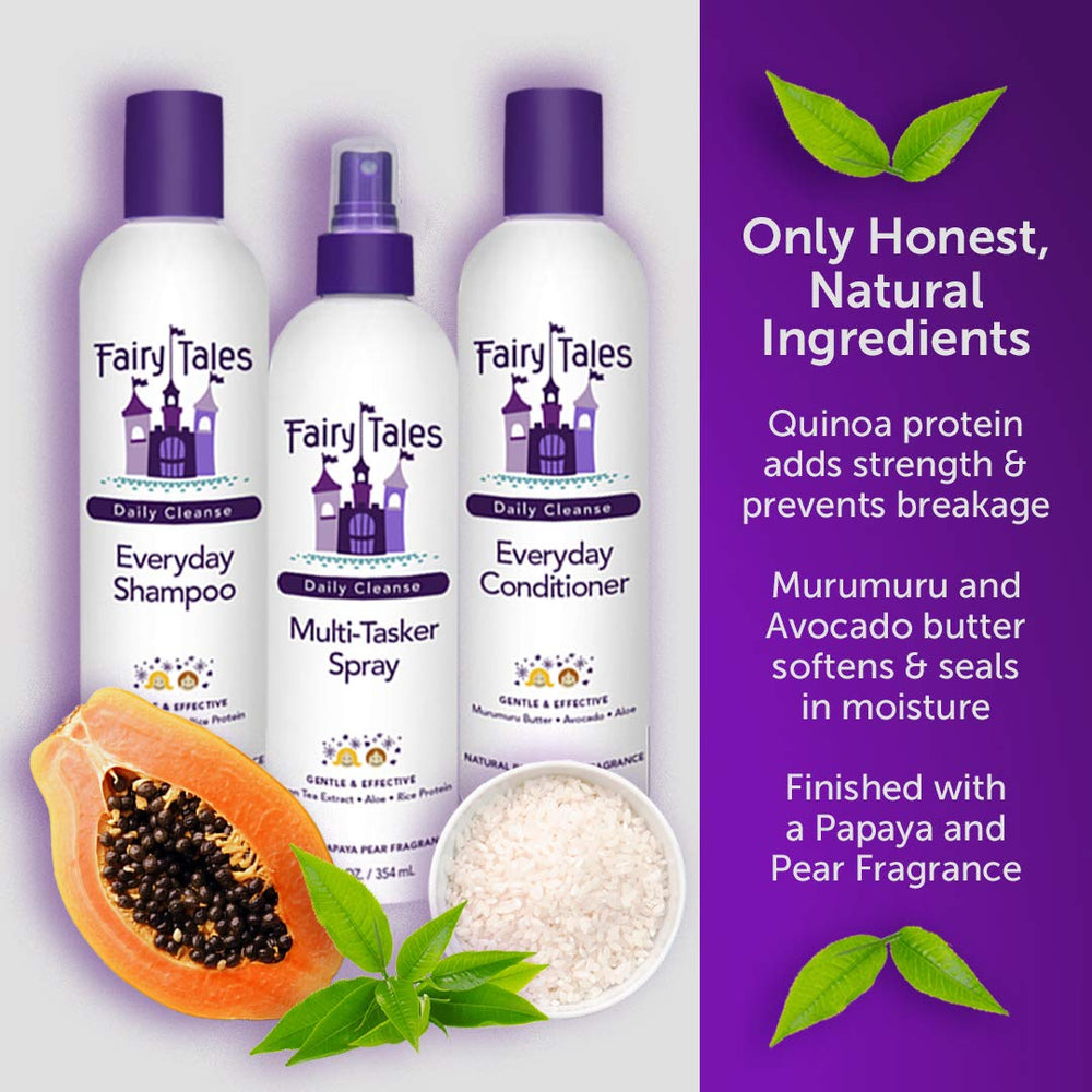 Fairy Tales Daily Cleanse conditioner dispense enables smooth detangling.