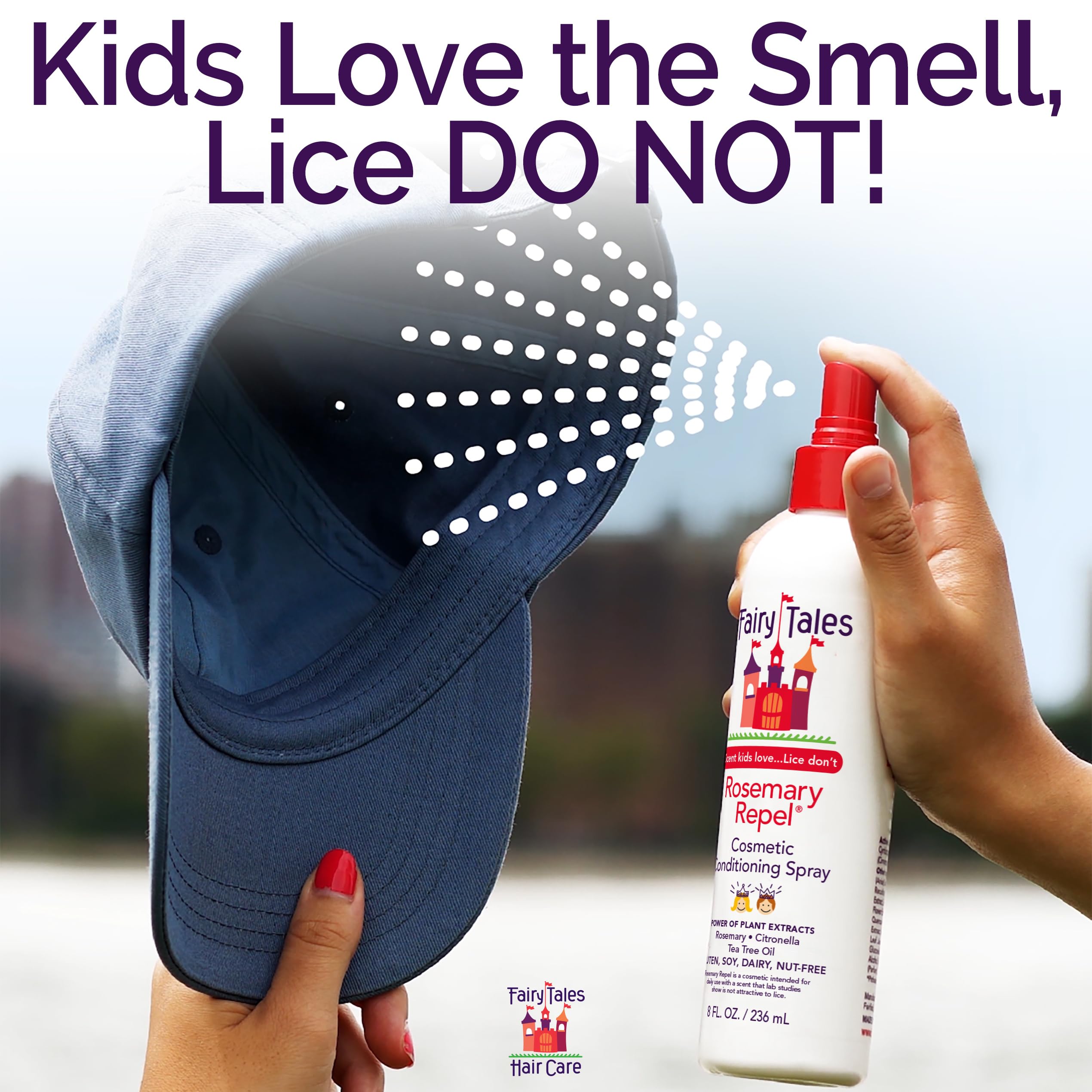 Fairy Tales Rosemary Repel kids hair demo, pleasant scent during routine.