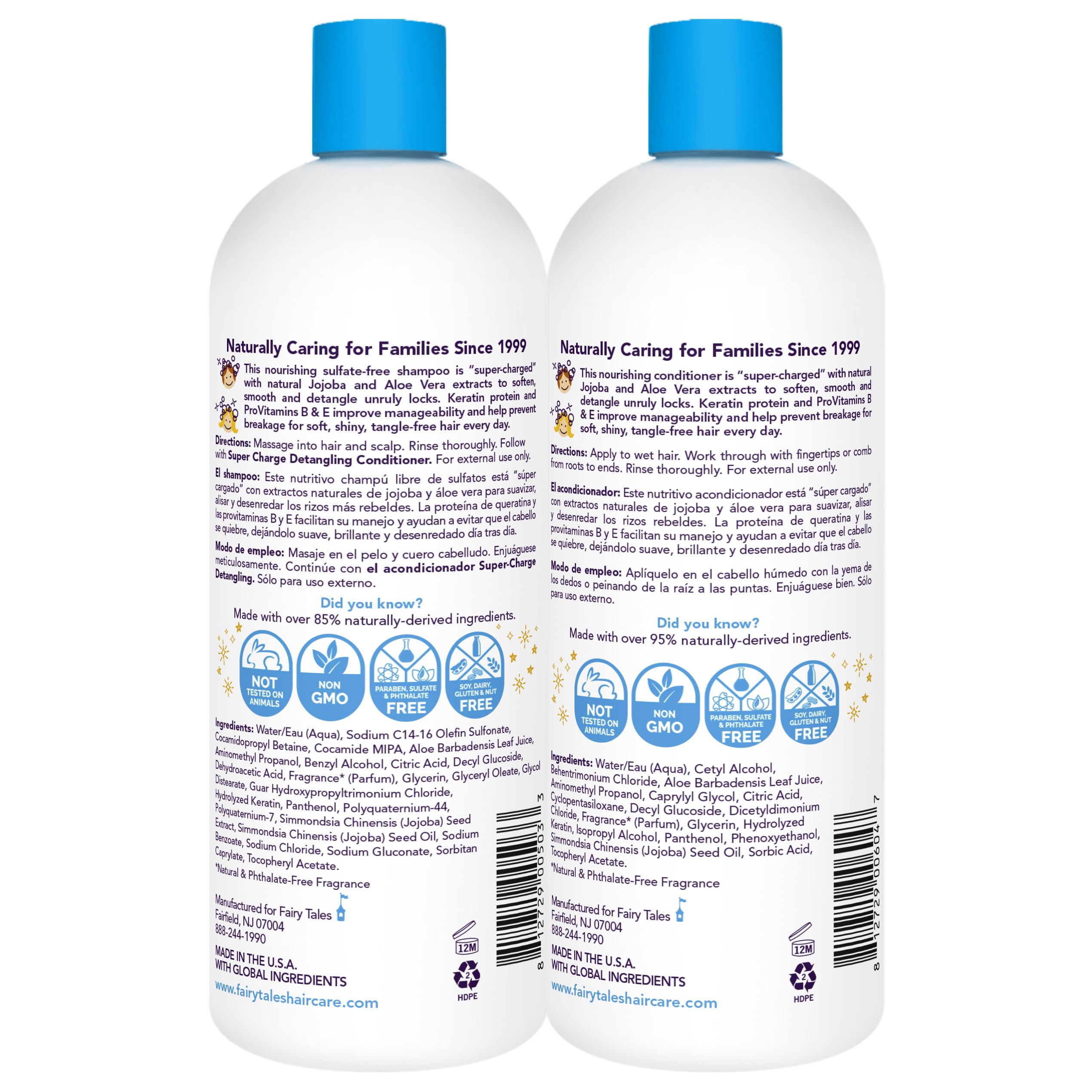 Fairy Tales Tangle Tamer conditioner bottle highlighting frizz control and easy combing.