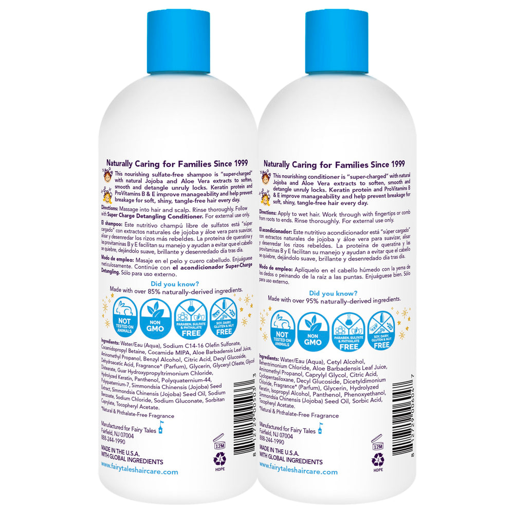 Fairy Tales Tangle Tamer conditioner bottle highlighting frizz control and easy combing.