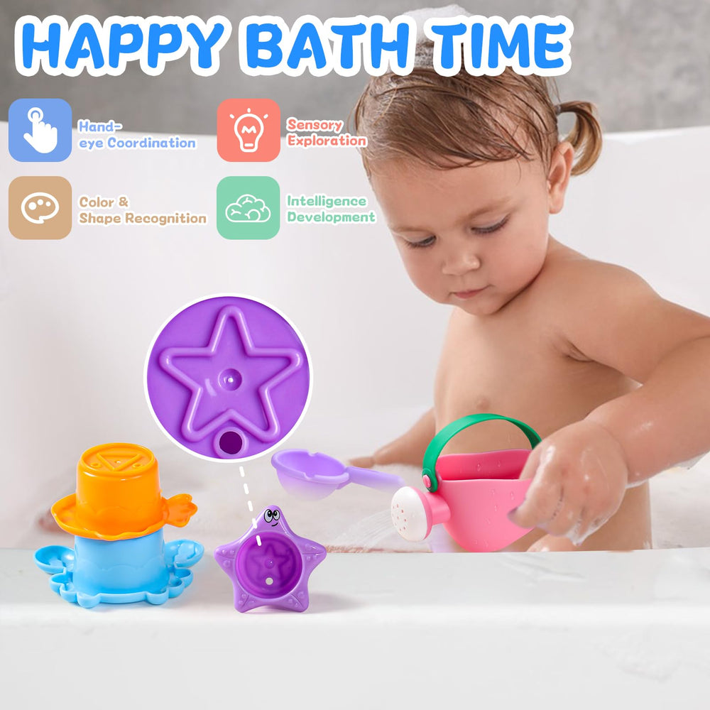 Fajiabao spoon bath toy supports grasping and cause-and-effect exploration.