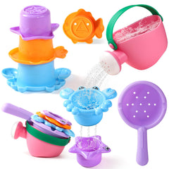 Fajiabao baby bath toy watering can promotes pouring play and coordination.