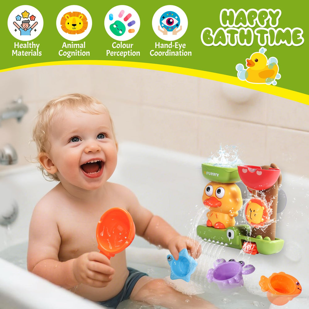 Fajiabao monkey bath toy pours water from the top for a waterfall effect