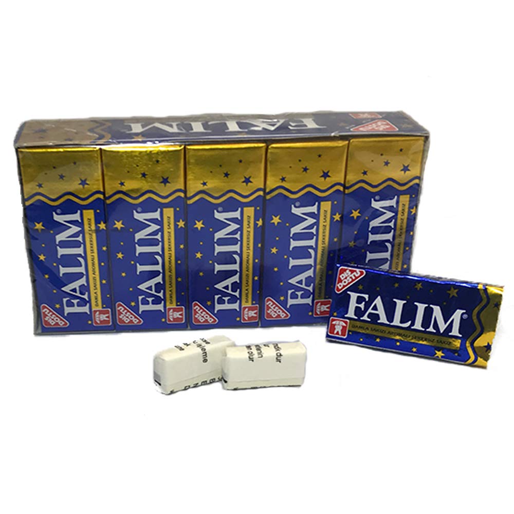Falim Sugarless Gum mastic pieces arranged with long-lasting flavor promise.