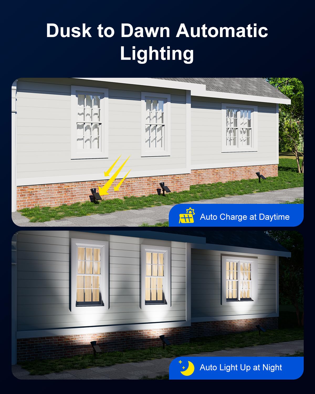 Falove solar LEDs provide garden yard accents without wiring.
