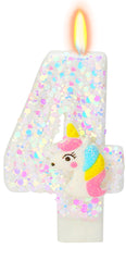 FAMGift number 4 cake candle on cake, bright and celebratory.