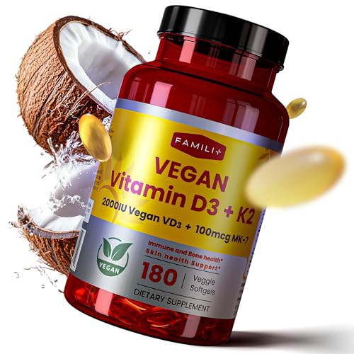 FAMILI+ D3K2 softgels close-up highlighting veggie capsules