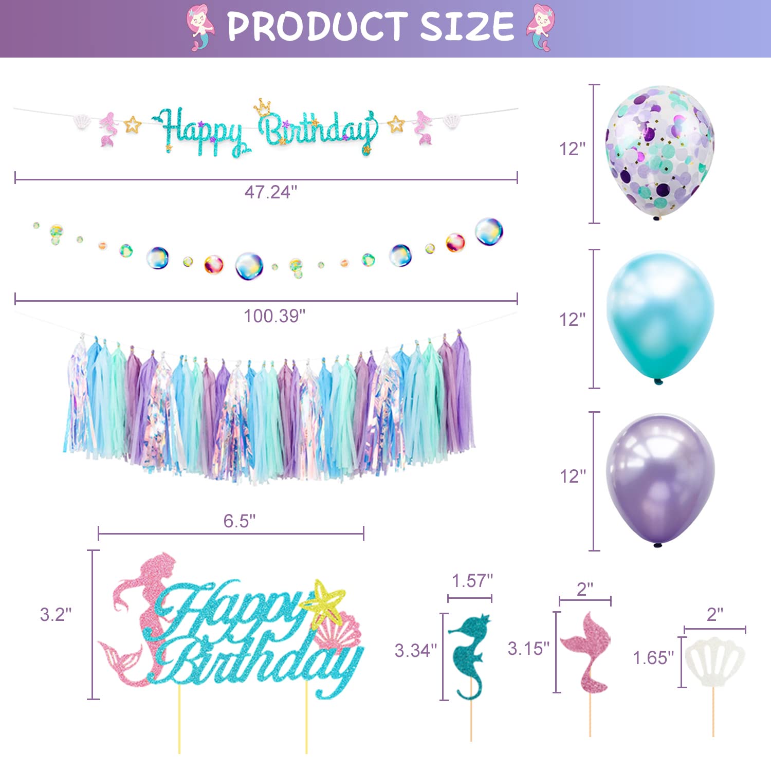 Family Pro bubble garland adds dimensional sparkle to mermaid-themed celebrations.