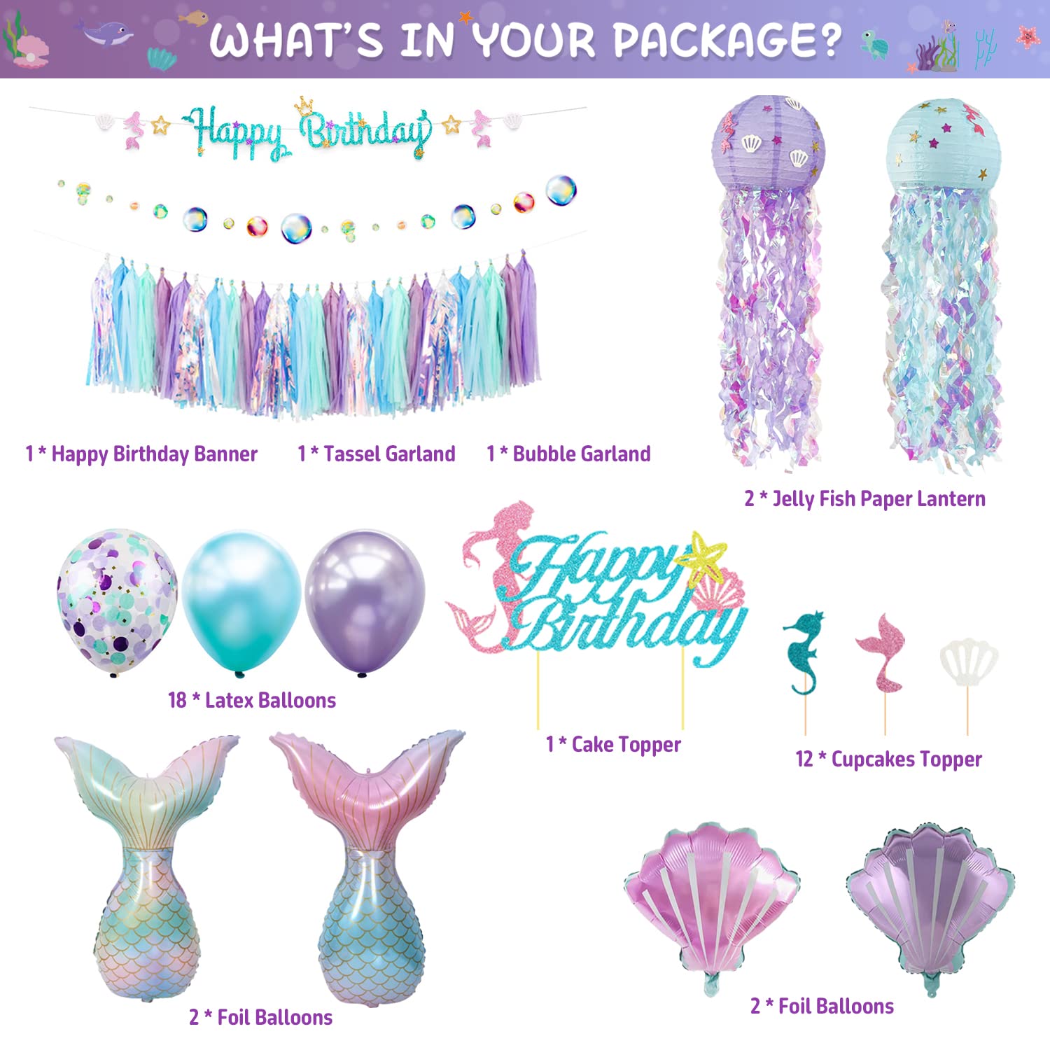 Family Pro tassel garland decorates walls with mermaid whimsy for a party.