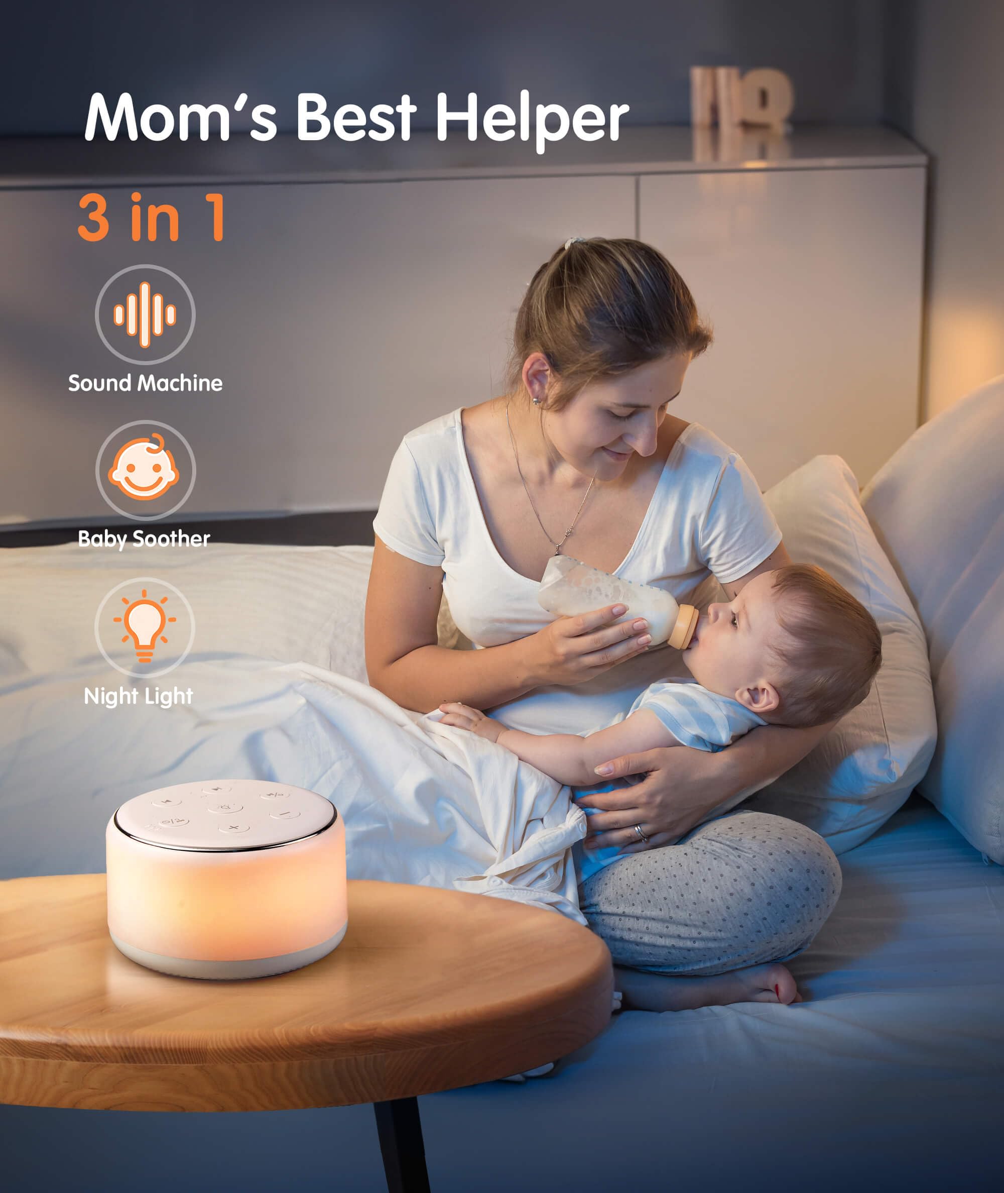 FamiSym amber night light glows softly for midnight feeds and diaper changes.